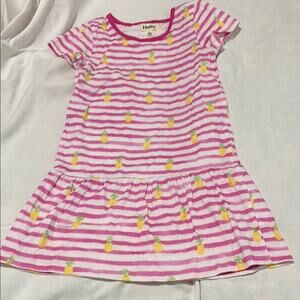 Hatley 8 Pink Striped Pineapple drop waist 💯 cotton Dress euc worn once